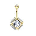 Goldenes Bauchnabelpiercing mit Rauten-Zirkonia-Design und funkelnden Kristallsteinen - Stil 7 Gold