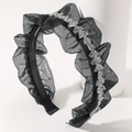 Primer plano de diadema de malla negra con brillantes diamantes de imitación plateados - Malla Negra Diamantes de Imitación Plateados