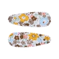 Lot de deux barrettes à cheveux en tissu fleuri avec bordures festonnées colorées - Pince Goutte à Bord Festonné (Lot de 2) / Fleurs Pastorales Multicolores