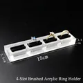 Transparent acrylic 4-slot ring display stand with black velvet pads for 4 rings - 4 Slots Brushed Base Black Velvet 15*3.5CM