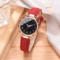 Detailed macro view of starry sky watch dial with diamond-cut glass and red matte strap - Arabic Numeral Single Watch / Red