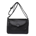Bolso bandolera negro clásico con textura de lichi y correa ajustable para mujer - Negro