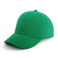 Green cotton twill kids baseball cap with six-panel structure and curved brim on white background - Dark Green