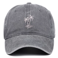 Casquette baseball vintage gris anthracite avec broderie de cocotiers roses pour unisexe - Gris