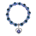 Blauwe Evil Eye kralenarmband met hartvormige hanger en glinsterende strass-tussenstukjes - Hart Wit K1908
