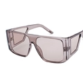 Modern oversized light gray translucent sunglasses with wide side-shield frames - Light Tea Frame Tea Lens C6
