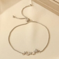 Silver adjustable butterfly bolo bracelet with shimmering cubic zirconia stones - Silver 3-Butterfly Slide