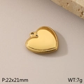 Golden stainless steel heart pendant base with beaded edge, size 22x21mm and 7g weight - Beaded Edge Heart Base Style(KLJ8194-Z)