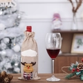 Linen Christmas wine bottle cover featuring a cute beige reindeer with red scarf - Hemp Fabric / Reindeer