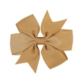 Handmade gold grosgrain ribbon bow hair clip with layered swallowtail V-shape design - Gold