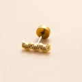 Pendiente de cartílago ondulado dorado con cristallen de circonita sobre metal - Fila de Diamantes de Imitación de Onda Dorada (4#) / Dorado