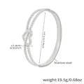 Dettagli del bracciale a cuore cavo in acciaio inossidabile con perline e diametro 6,1 cm - Stile Cuore Doppia Linea Acciaio (Z405)