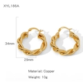 Eleganti orecchini a cerchio geometrici a fune intrecciata dorata in rame - Stile Corda Intrecciata Dorata (NYH-XYL186A)