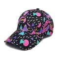 Casquette de baseball rétro avec motifs géométriques vibrants sur fond noir - M / Imprimé géométrique noir (1#)