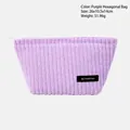 Purple textured corduroy makeup bag in hexagonal shape with white zipper closure - Purple Hexagon Bag