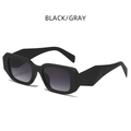 Fashionable square black sunglasses with gray gradient lenses and angular temples - Glossy Black Frame Gray Gradient Lens