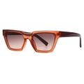 Modern cat-eye sunglasses with transparent orange frame and gradient brown lenses - C4 Orange Frame Tea Lens