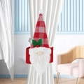Kerstkabouter gordijnhouder met rood geblokte muts en witte pluche baard voor huisdecor - Lange Hoed Gezichtsloze Kabouter Tieback