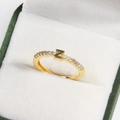 18k gold plated brass ring with sparkling crystal accents and the initial Z design - Letter Z Gold