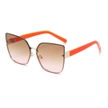 Fashion oversized cat eye sunglasses with orange temples and gradient brown lenses - Orange Temple Brown Pink Gradient