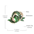 Green enamel plant brooch with white rhinestones and dimensions 5.5cm x 3.5cm - Green Enamel Streamlined Wrapped Brooch (HC0012)