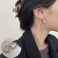 Minimalist silver geometric earrings with a polished trapezoid hoop design for women - Silver Geometric Trapezoid Hoop Earrings(ED1189-1)