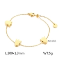 Pulsera de tulipán en acero inoxidable dorado con tres dijes 3D y medidas - Dorado (KB138260-GC)