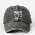 Washed dark gray baseball cap featuring my favorite baseball player calls me mom text - One Size / Black