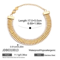 Dettaglio del bracciale tennis in acciaio inossidabile dorato 18 carati con zirconi gialli - Stile Pavé a Quattro File di Lusso (JDB0310013)