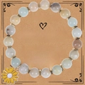 Bracciale in pietra zebra rosa con ciondolo a girasole su un biglietto regalo in kraft - Bracciale in Amazonite