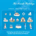 Seaside Holiday PET sticker set with nautical motifs on blue background - The Seaside Vacation