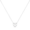 Elegant S925 sterling silver hollow heart necklace with V-shape pendant detail - Silver
