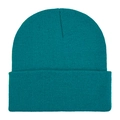 Classic knitted beanie hat in vibrant turquoise featuring a stylish ribbed texture - One Size / Agate Green