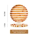 Retro Japanese ceramic 8-inch plate with hand-painted brown stripes and vintage finish - Single Plate / Brown