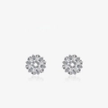 Orecchini a lobo a fiore in argento sterling S925 con cristalli di zircone per donna - Argento 925 / Argento