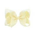 Single pale yellow grosgrain ribbon hair bow clip for children handmade with 4-inch width - Pale Yellow (#23)
