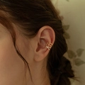 Elegant gold multi-layer ear cuff with white zircons in a non-pierced design - EH0897 Single Piece