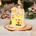 Miniature white Christmas snow house with warm LED light and GIFT sign decoration - Snow House J