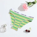 Slip da donna in cotone a righe a vita bassa con elastico decorato scritta I LOVE YOU - S(30) / Verde