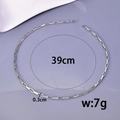 39cm silver stainless steel cuban chain necklace with 0.3cm width and geometric links - Longer Curb Chain
