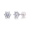 Elegant S925 sterling silver six-prong moissanite stud earrings for men and women - E13161-Six-Claw Round with GRA Certificate