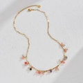 Ethnic style gold chain necklace with colorful crystal beads and lobster clasp - Multi-Color Beaded Style (Style 1)
