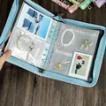 Light blue jewelry organizer binder with transparent PVC anti-oxidation storage bags - Blue (With 50x3-inch + 10x5-inch Bags)