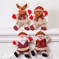 Set di 4 ornamenti natalizi in peluche con renna, orso, Babbo Natale e pupazzo di neve - Babbo Natale Singolo / Classico/Rosso