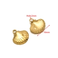 Golden stainless steel seashell pendant with 16mm width and 2mm hanging hole - 16mm Half Striped Shell Gold