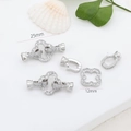 Silver finish 18K plated clover pearl clasp for jewelry DIY measuring 25mm in length - Clover / Silver
