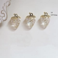 Tres colgantes de fresa en acrílico iridiscente con hojas doradas, 23x32mm, estilo 1# - Burbujas Transparentes (10#)