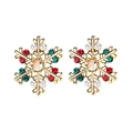 Christmas snowflake stud earrings with colorful crystals and pearls in gold finish - A138-57 Christmas Snowflake