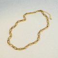 Collier vintage doré à maillons ovales ajourés avec fermoir mousqueton réglable chic - Chaîne Ajourée en Acier Inoxydable Or (XL-877J)
