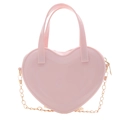Chic heart-shaped mini crossbody bag in soft pink finish with gold chain strap - Pink
